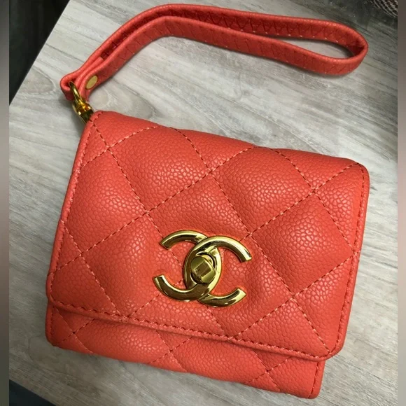 Beautiful Coral & Gold Wristlet/Wallet - Picture 1 of 7